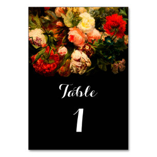Dunkle romantische, stimmungsvolle, elegante Blume Tischnummer