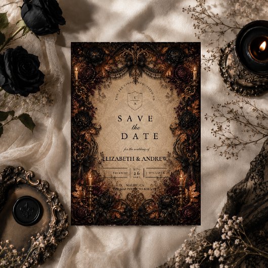 Dunkle Romanze Herbsthochzeit Save The Date