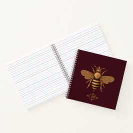 Dunkle Romanze Royal Bee | Burgund & Gold Französi Notizblock