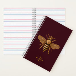 Dunkle Romanze Royal Bee | Burgund & Gold Französi Notizblock
