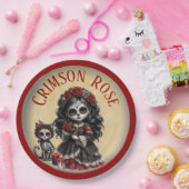 Dunkle Romanze_ Scharlachrote Rose Pappteller (Party)