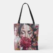 Dunkle rosa Blumen Frau Tasche (Rückseite)