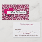 Dunkle rosa Herz-Leopard-Druck-Verabredungs-Karten Terminkarte (Vorne/Hinten)