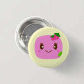 dunkle rosa Mehlkloßerdbeere Button (Vorne & Hinten)