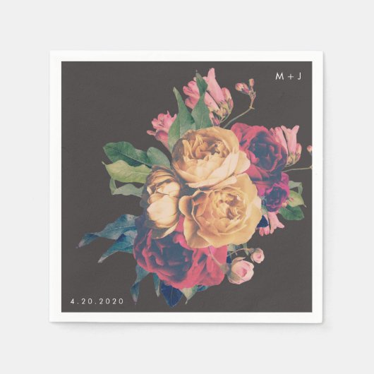 Dunkle Rose Botanische Fete Hochzeitstisch Napkins Serviette (Vorderseite)