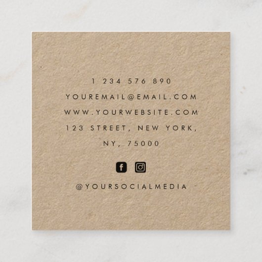 Dunkle Rose der Blüte Rustikale Kraft Botanisches Quadratische Visitenkarte (Rückseite)