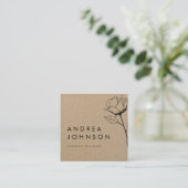 Dunkle Rose der Blüte Rustikale Kraft Botanisches Quadratische Visitenkarte (Stehend Vorderseite)