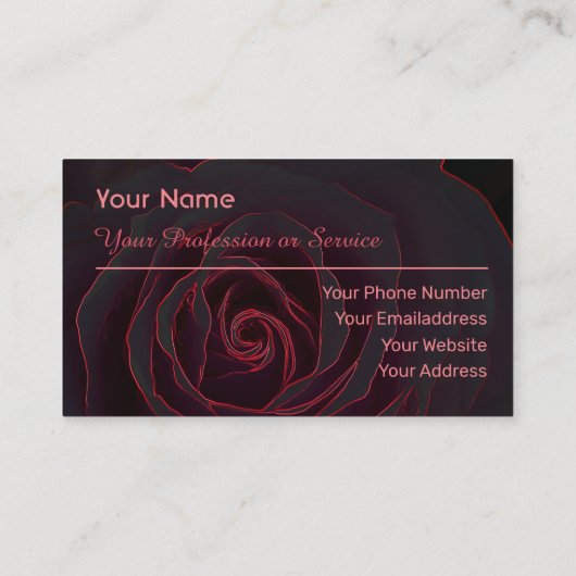 Dunkle Rose floral Neon Pop Art Visitenkarte (Rückseite)