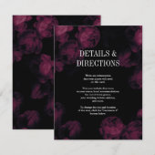 Dunkle Rose Garden Hochzeitstich Beilagen Karten (Vorne/Hinten)