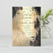 Dunkle Rose Gold Diamonds Dress Brautparty Einladung (Stehend Vorderseite)