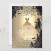 Dunkle Rose Gold Diamonds Dress Brautparty Einladung (Rückseite)