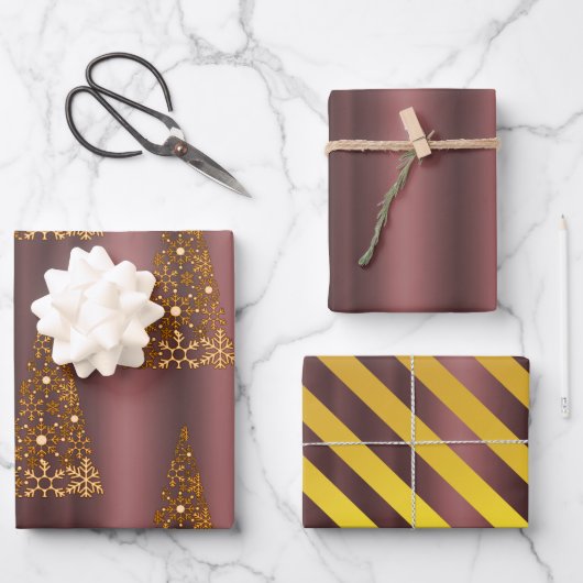 Dunkle Rose Gold Dusky Pink Weihnachten Geschenkpapier Set (Vorderseite)