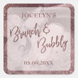 Dunkle Rose Gold Glitzer Brunch & Bubbly Quadratischer Aufkleber