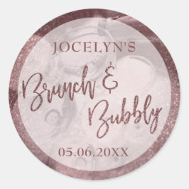 Dunkle Rose Gold Glitzer Brunch & Bubbly Runder Aufkleber