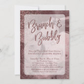 Dunkle Rose Gold Glitzer Champagner Brunch & Bubbl Einladung (Vorderseite)