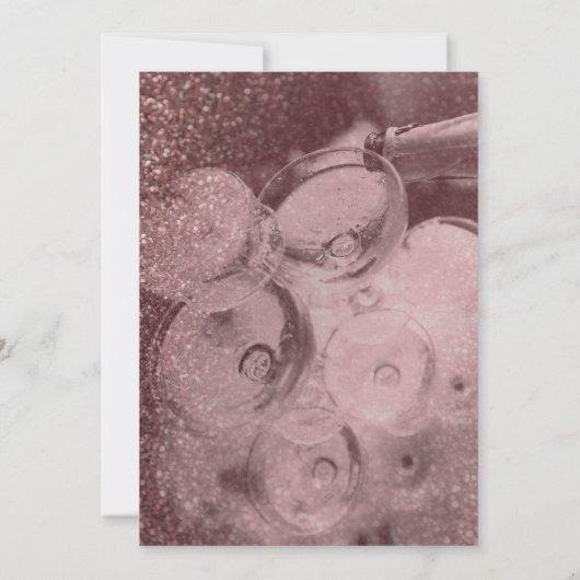 Dunkle Rose Gold Glitzer Champagner Brunch & Bubbl Einladung (Rückseite)