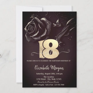 Dunkle Rose Gothic Burgund 18. Geburtstag Einladung