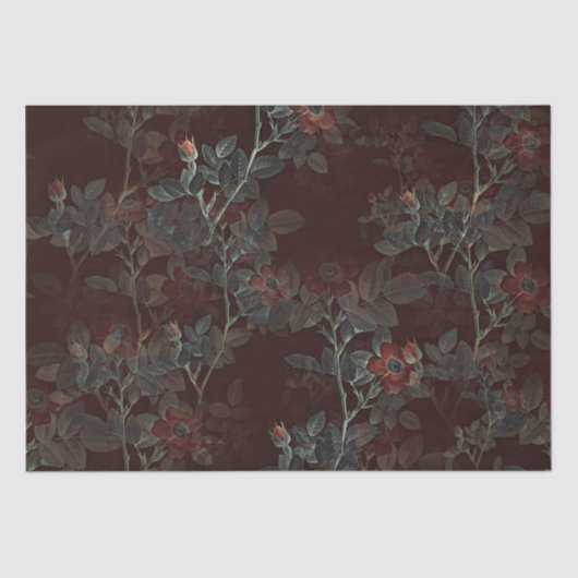 Dunkle Rose Gothic Rose Buds Decoupage Seidenpapier (Vorderseite)