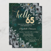 Dunkle Rose Grün 65. Geburtstag Einladung (Vorne/Hinten)