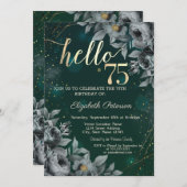 Dunkle Rose Grün 75. Geburtstag Einladung (Vorne/Hinten)