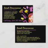 Dunkle Rose Haar Frau Janitorial House Reinigung Visitenkarte (Vorne/Hinten)