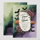 Dunkle Rose Halloween Wasserfarbe Einladung (Vorne/Hinten)
