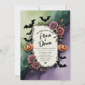 Dunkle Rose Halloween Wasserfarbe Einladung (Vorderseite)