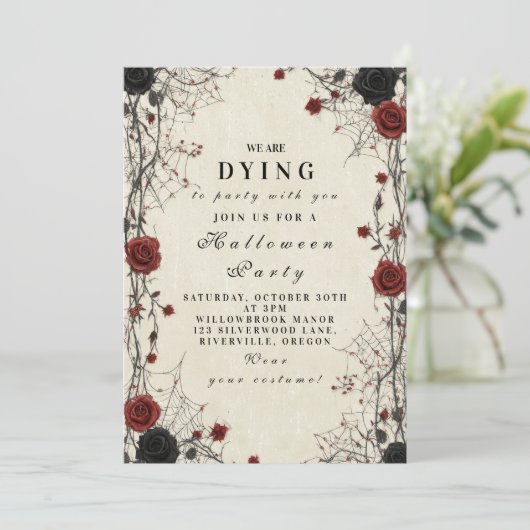 Dunkle Rose & Kobelgegenstände Einladung (Stehend Vorderseite)