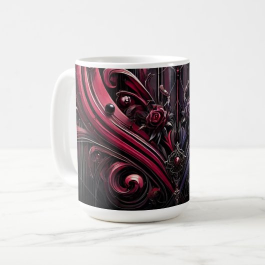 Dunkle Rose Kunst Tasse (Vorderseite Links)