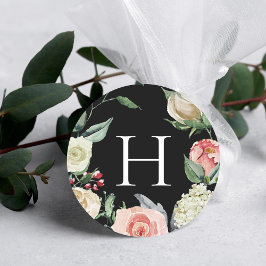 Dunkle Rose | Monogram Wedding Umschlag Aufkleber