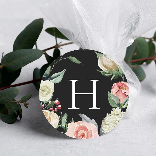 Dunkle Rose | Monogram Wedding Umschlag Aufkleber