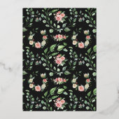 Dunkle Rose | Romantische Frühlingsflorale Hochzei Folieneinladung (Rückseite)