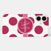 Dunkle Rose Rosa Big Polka Dots Monogramm Case-Mate iPhone Hülle (Rückseite (Horizontal))