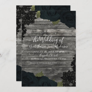 Dunkle Rose Rustikales Holzschwarzwurzel Elegante  Einladung