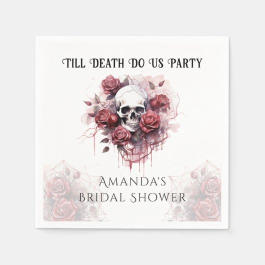 Dunkle Rose Skull Gothic Halloween Brautparty Serviette (Vorderseite)