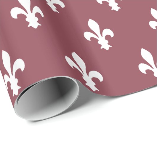 Dunkle Rose Viktorianisch Fleur de Lys Geschenkpapier (Rolleneckpunkt)
