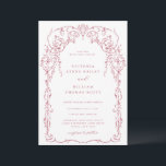 Dunkle Rose Viktorianischer Rahmen Hochzeit Einladung<br><div class="desc">Eleganter Viktorianisch Inspirierter Dark Rose Rahmen,  Hochzeitseinladung. Template Features,  trendige Typografie mit Details Vorlage auf der Rückseite.</div>