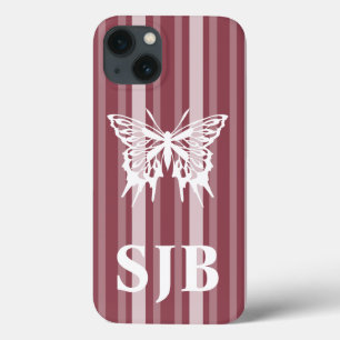 Dunkle Rose Viktorianischer Streifen mit Schmetter Case-Mate iPhone Hülle