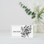 Dunkle Rose Zwei Schwarz-Weiß-Tattoo-Künstler Visitenkarte (Stehend Vorderseite)