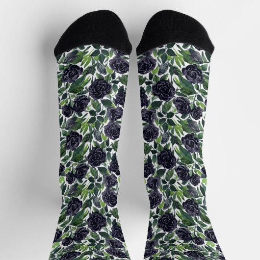 Dunkle Rosen erfreuen, Wasserfarbdruck Socken (Oben)