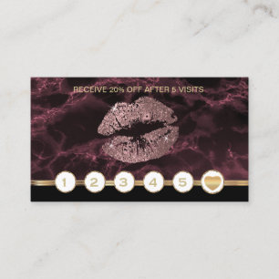 Dunkle Rosen-Marmor-Glitzer-Lippenloyalität Treuekarte