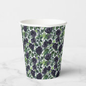 Dunkle Rosen Wasserfarben-Ornament Pappbecher (Rechts)