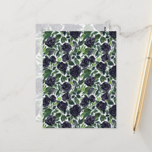Dunkle Rosenfreude, Wasserfarbe schwarze Rosen dru Postkarte
