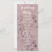 Dunkle Rosenhochzeit und florales Hochzeitsprogram (Rückseite)
