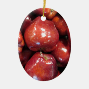 Dunkle rote Äpfel Keramik Ornament