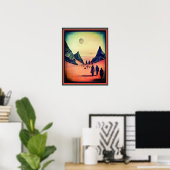 Dunkle rote Fantasy Alienwüste Poster (Heimbüro)