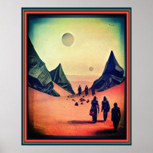Dunkle rote Fantasy Alienwüste Poster