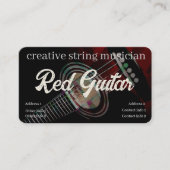 Dunkle rote Gitarre auf der schwarzen Visitenkarte (Vorderseite)