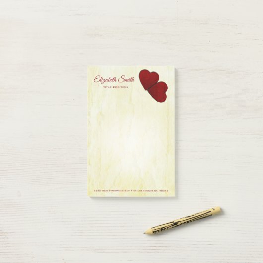 Dunkle rote Herzen Post-it Klebezettel (Auf Schreibtisch)