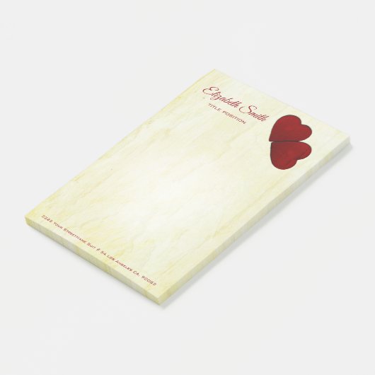 Dunkle rote Herzen Post-it Klebezettel (angewinkelt)